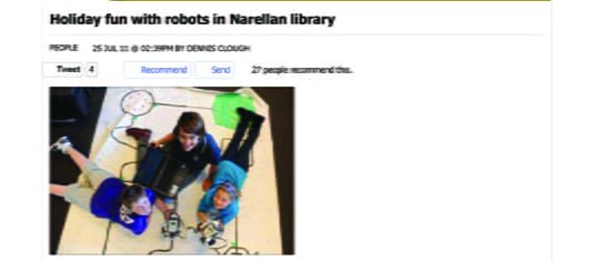 2011 Holiday fun with robots in Narellan library - People - News - Macarthur Chronicle Camden Edition
