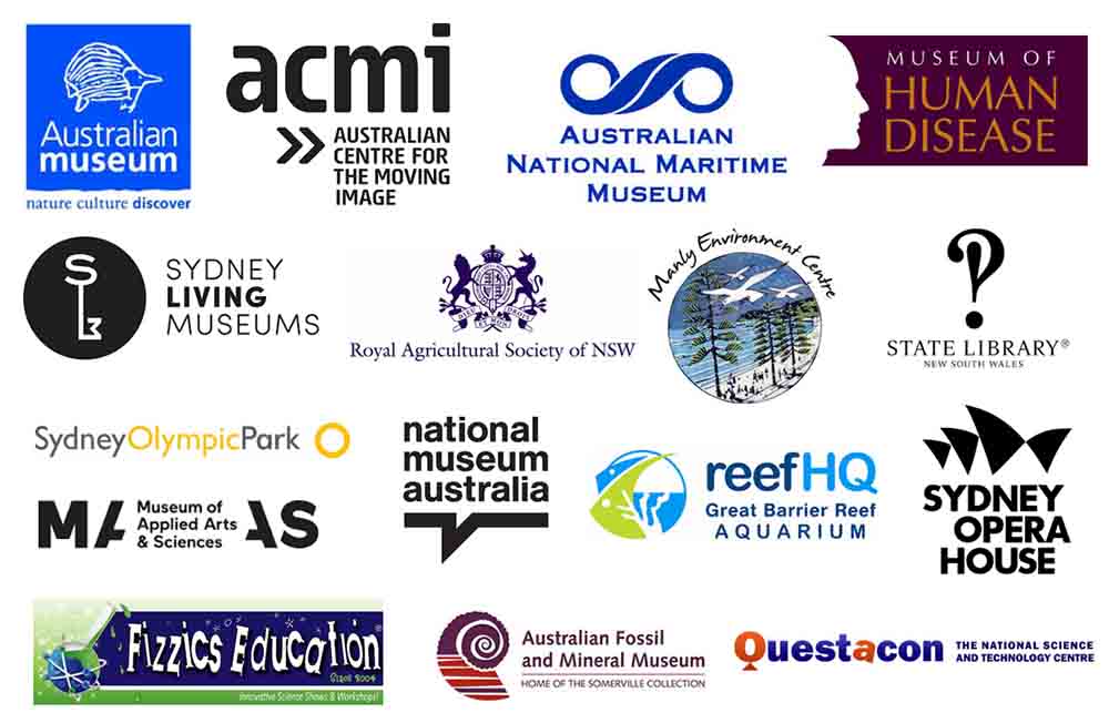 A group of museum logos