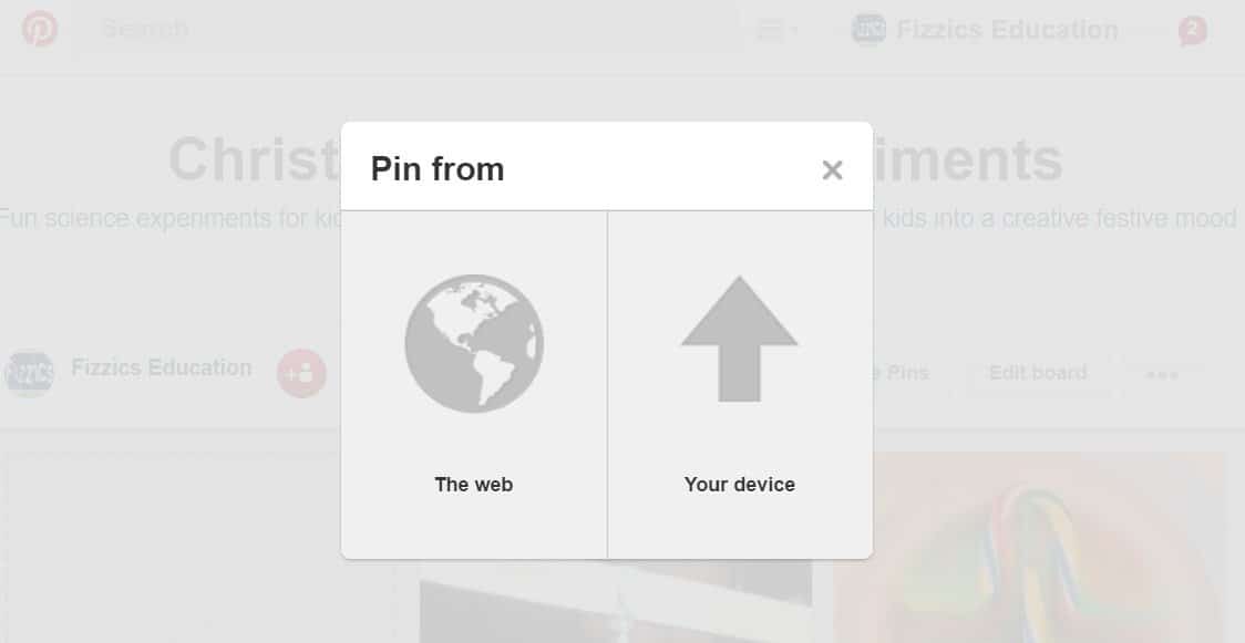 Fizzics Pinterest create a pin