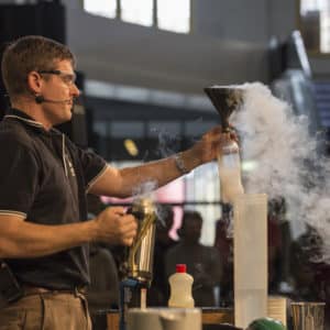 Fizzics Education working with liquid nitrogen at MAAS for the Sydney Science Festival