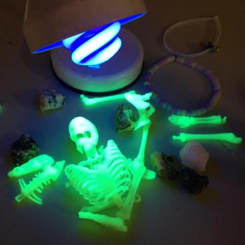 glowing objects under a UV light