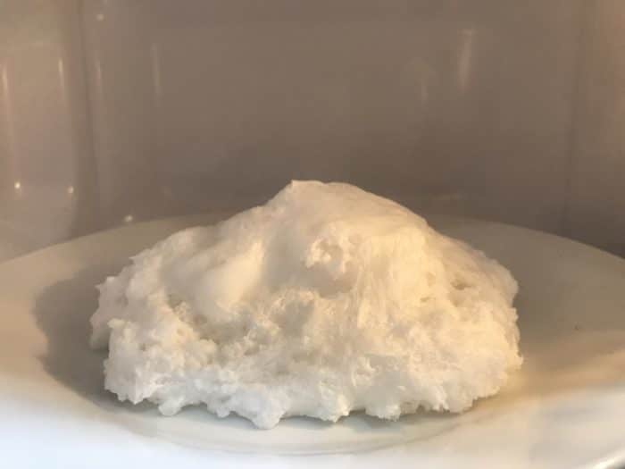 Soap in the microwave science experiment - soap after 90 seconds