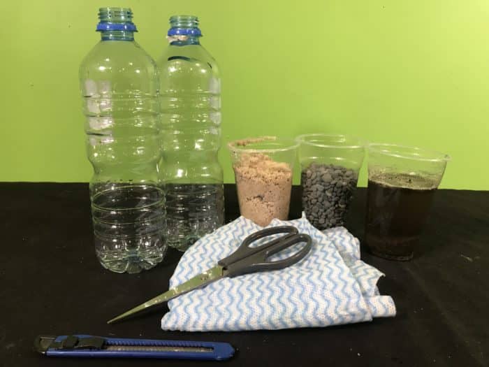 Create a water filter science experiment - materials needed
