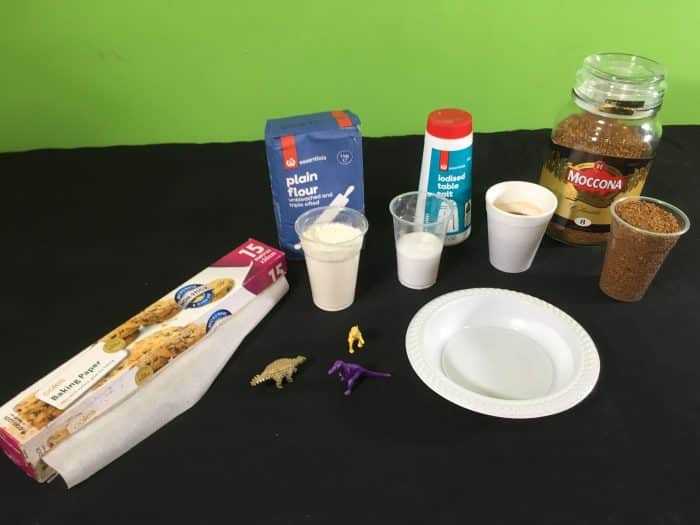 Make a Coffee Dough-Based Fossil Science Experiment materials