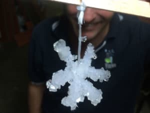 Make a borax snowflake science experiment - finished for Christmas