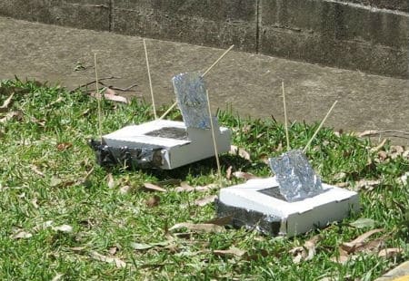 Pizza box solar ovens made by students 450 x 310px