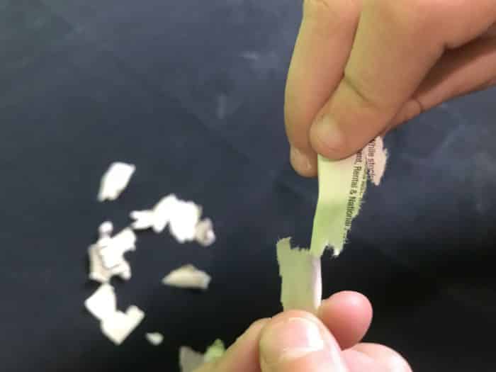 Recycle paper science experiment - tearing newspaper into small pieces
