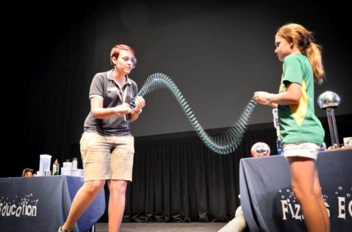 Slinky shake science experiment by Holly SciFest Africa Grahamstown March 2015