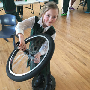 Student using the gyroscope