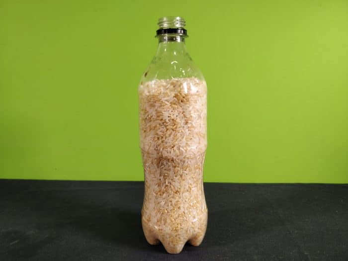 Suspended rice experiment - A bottle of rice