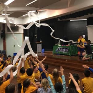 Leaf blower demo toilet paper