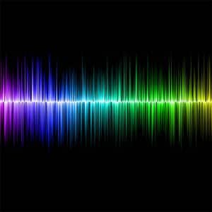 Stylised sound wave with rainbow colours