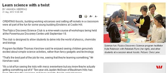 2012 Learn science with a twist Hills Shire Times