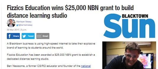 Fizzics wins $25K for NBN Studio Blacktown Sun 30 March 2017