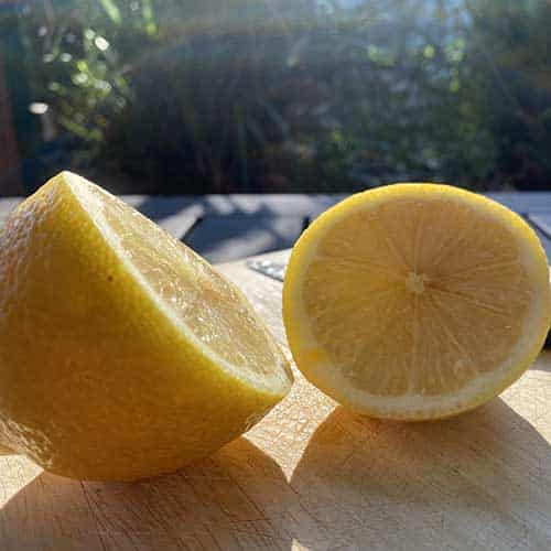 A lemon chopped in half