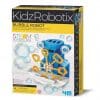 Bubble robot box, showing a blue robot with big eyes blowing bubbles in front of it with a paddle wheel dipping into a bubble mix tray in front of it's fan in the chest