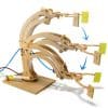 Hydraulic Robotic Arm Wooden Kit in action, showing the robotics claw raising up and down