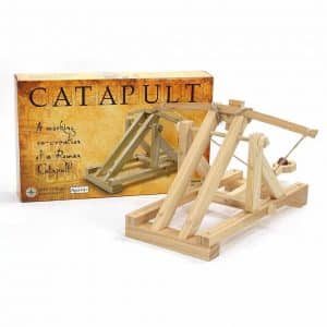 Roman Catapult Wooden Kit constructed next to box