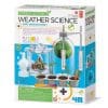 Weather science kit showing a terraium with thermometers attached as well as a cloud in a jar experiment on the cover