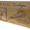 da vinci ornithopter box, showing the original da vinci drawings on the cover