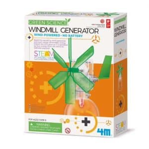 windmill generator kit, showing a green windmill attached to a softdrink bottle on the box