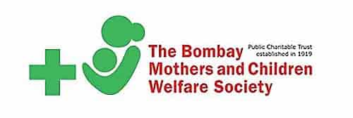 The Bombay Mothers & Children's Society logo, showing a stylised mother holding a child in green (their title is written in red)