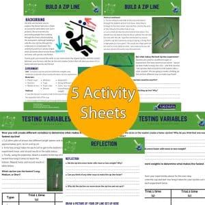 Build a Zip Line student worksheets - 5 in total