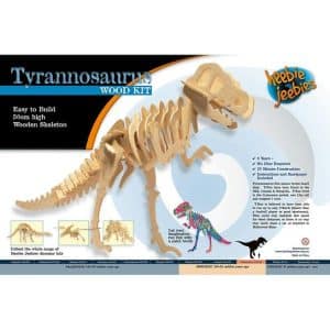 A wooden t-rex model / puzzle in its packet