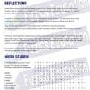 Hand worksheet with additional information and a word search