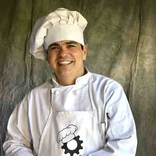 Miguel Valenzuela dressed as a chef